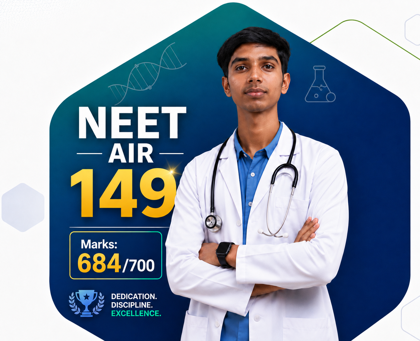 Two confident NEET aspirants dressed as doctors